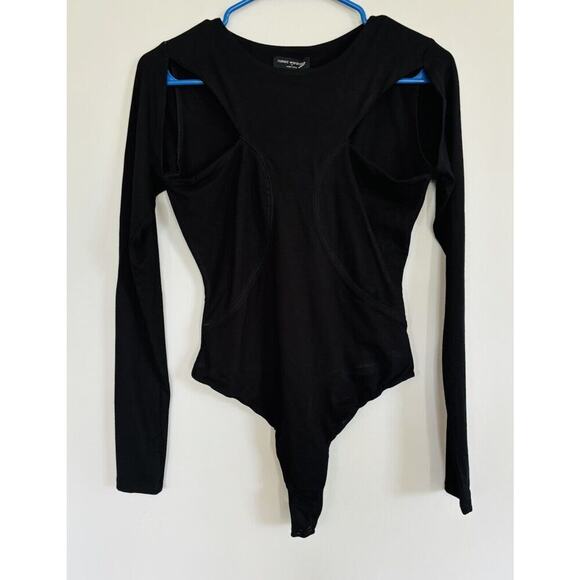 NWT Naked Wardrobe Cut the Butter Bodysuit Size M Black Long Sleeve Cut-Out - Picture 4 of 8